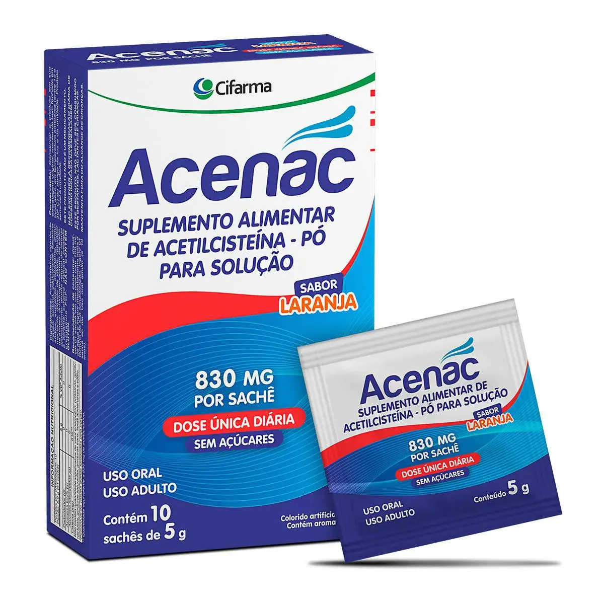 Acenac Acetilcisteína 830mg pó 10 envelopes de 5g cada