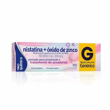 Pomada para Assaduras Nistatina 100000UI/g + Óxido de Zinco 200mg/g Neo Química Genérico 60g