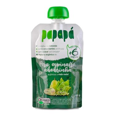 Papinha Papapá Orgânica Pera, Espinhafre e Abobrinha 100g