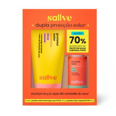 Kit Protetor Solar FPS 50 Sallve Facial Toque Seco 40g + Corporal 150g
