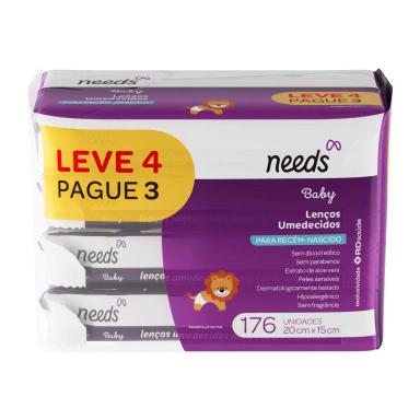 Lenço Umedecido Needs Baby Recém-Nascido 176 Unidades