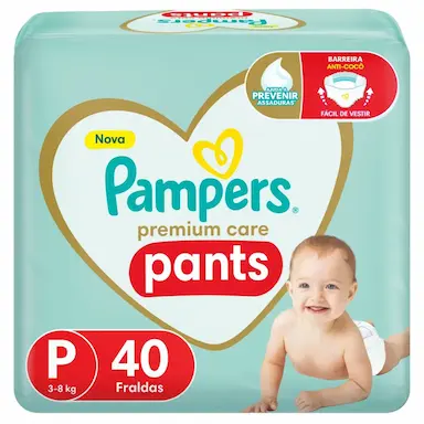 Fralda Pampers Pants Premium Care P 40 unidades
