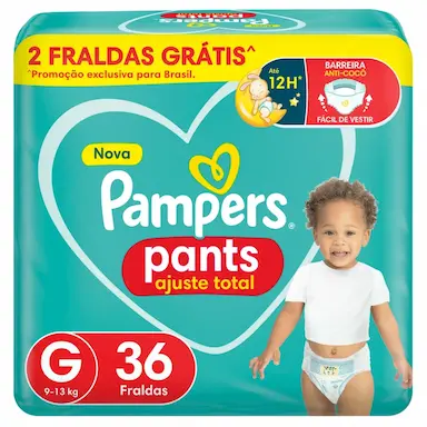 Fralda Pampers Pants Ajuste Total G 36 unidades