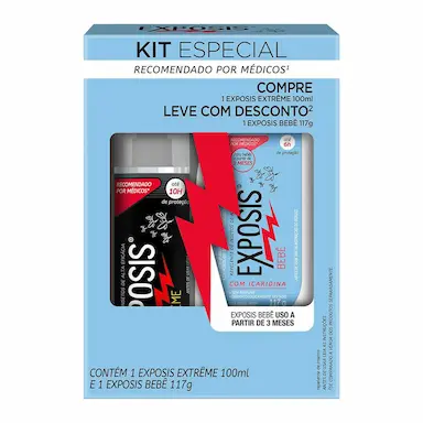 Kit Repelente Exposis Extrême Spray Icaridina 100ml + Exposis Bebê Gel Icaridina 117g