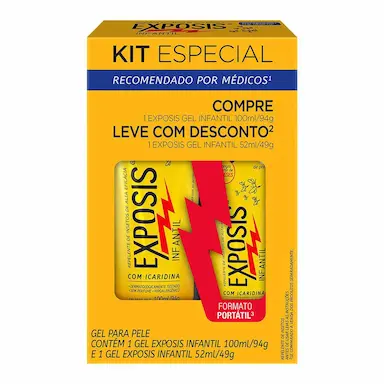 Kit Repelente Infantil Exposis Gel Sem Perfume Icaridina 100ml + 52ml