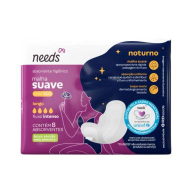 Absorvente Noturno Malha Suave com Abas 8 Unidades