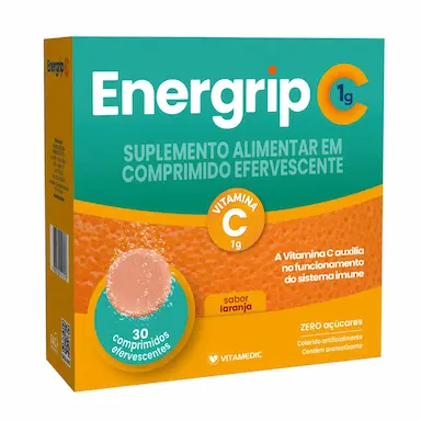 Vitamina C Efervescente Energrip C 1g Laranja 30 comprimidos