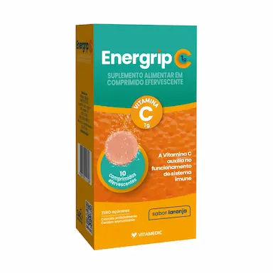 Vitamina C Efervescente Energrip C 1g Laranja 10 comprimidos