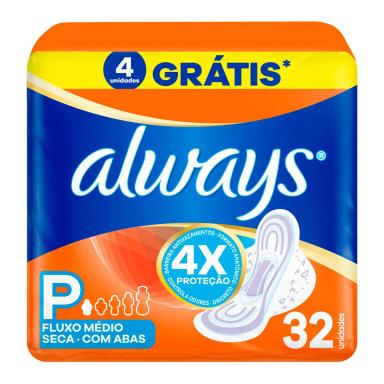 Absorvente Always Seca P com Abas 32 unidades