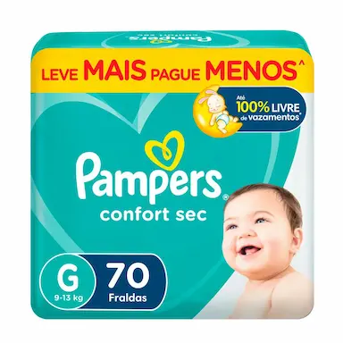 Fralda Pampers Confort Sec G 70 unidades