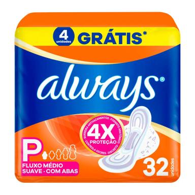 Absorvente Always Suave P com Abas 32 unidades