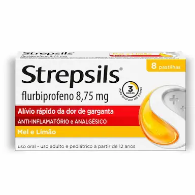 Pastilha para Garganta com Anti-inflamatório e Analgésico Strepsils Sabor Mel e Limão 8 unidades