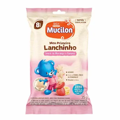 Snack Mucilon Meu Primeiro Lanchinho Sabor Morango e Banana 35g