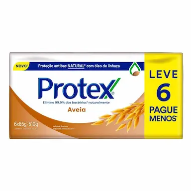 Kit Sabonete em Barra Protex Aveia com 6 unidades de 85g cada