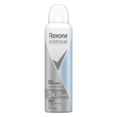 Desodorante Antitranspirante Aerosol Rexona Clinical Sem Perfume 96h 150ml