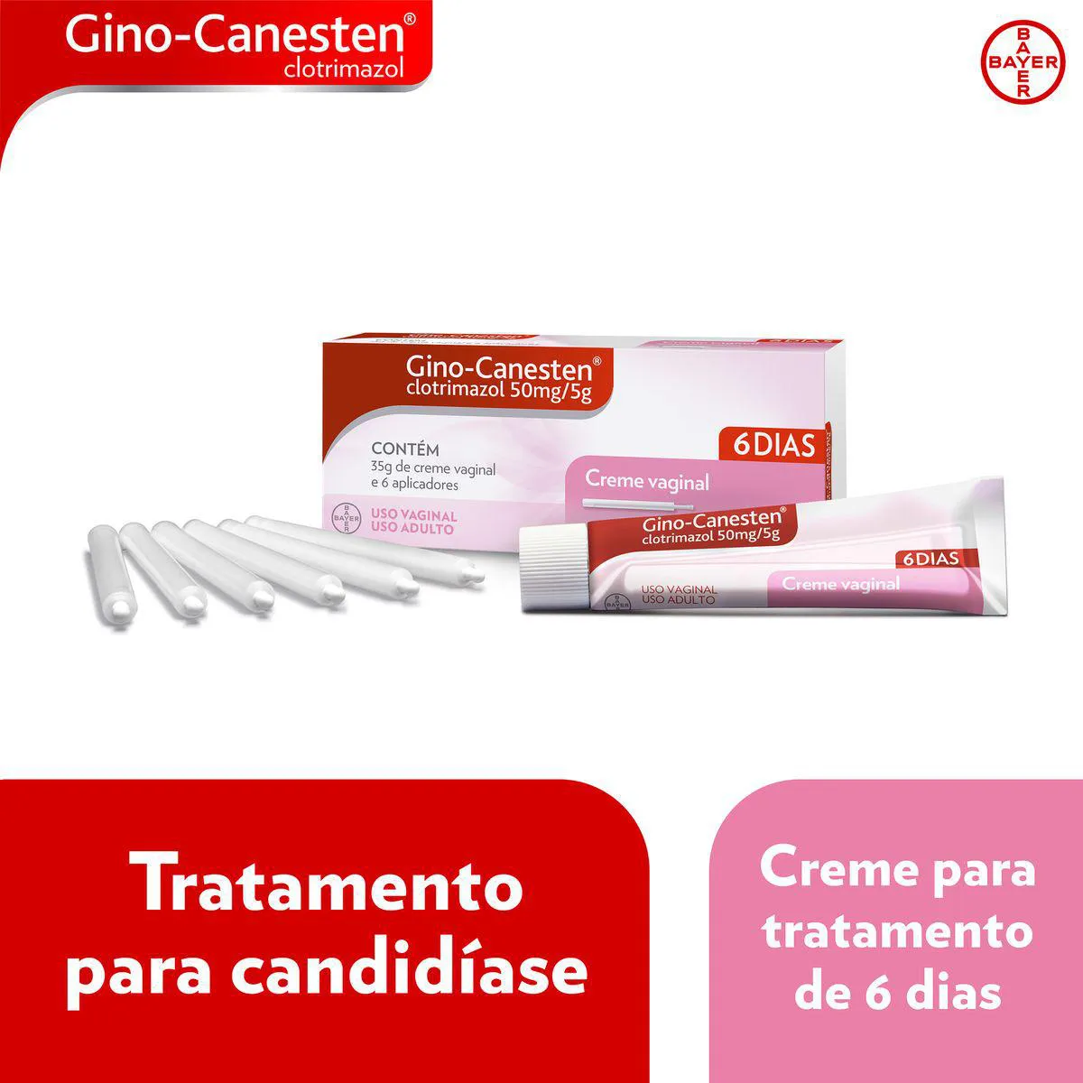 Gino Canesten Creme Vaginal 50mg/5g 35g + 6 Aplicadores