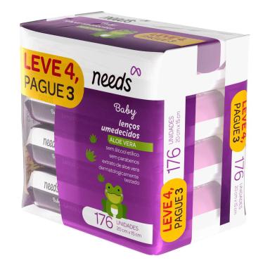 Lenço Umedecido Needs Baby Aloe Vera 176 Unidades