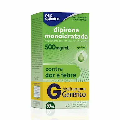 Dipirona Monoidratada 500mg/ml Solução Gotas 20ml Neo Química Genérico