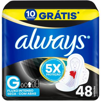 Absorvente Always Noturno Seca G com Abas 48 Unidades