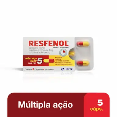 Resfenol Paracetamol 400mg + Cloridrato Fenillefrina 4mg + Maleato de Clorfeniramina 4mg 5 cápsulas