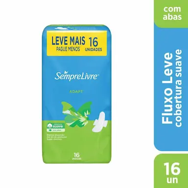 Absorvente Sempre Livre Adapt Cobertura Suave Com Abas com 16 unidades