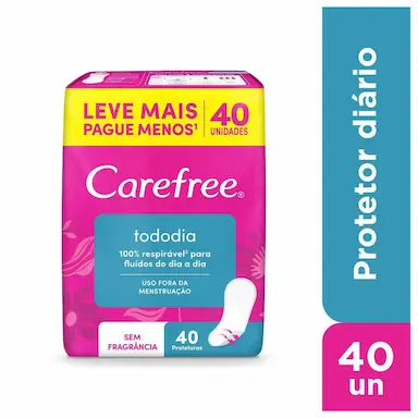 Protetor Diário Carefree Todo Dia Sem Perfume 40 unidades