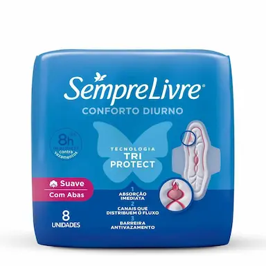 Absorvente Sempre Livre Adapt Plus Ultra Suave Com Abas com 8 unidades
