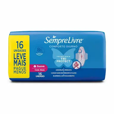 Absorvente Sempre Livre Adapt Plus Cobertura Suave Com Abas com 16 unidades