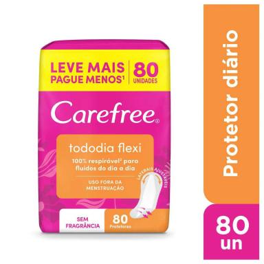 Protetor Diário Carefree Tododia Flexi Sem Perfume com 80 unidades
