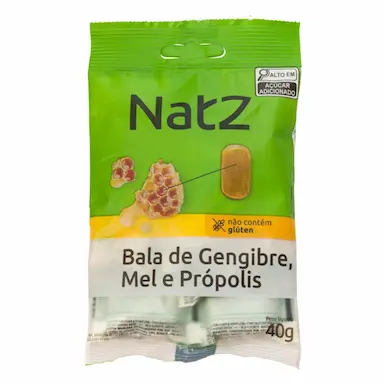 Bala de Gengibre, Mel e Própolis Natz 40g