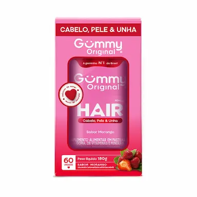 Suplemento Alimentar Gummy Hair Vitamin Morango do Amor 60 Gomas
