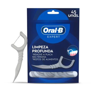 Fio Dental com Haste Oral-B Expert Floss Picks com 45 unidades