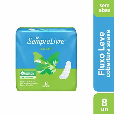 Absorvente Sempre Livre Adapt Cobertura Suave Sem Abas com 8 unidades