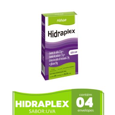 Sais para Reidratação Oral Hidraplex Natulab Sabor Uva Pó para Solução Oral 4 envelopes de 27,9g cada