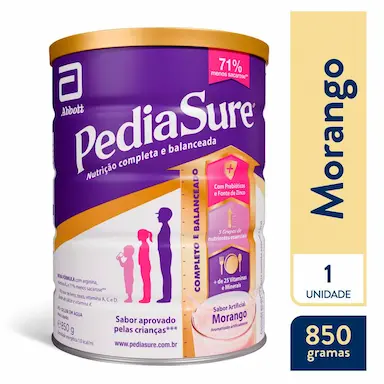 Suplemento Infantil Pediasure 4 a 10 anos Morango 850g