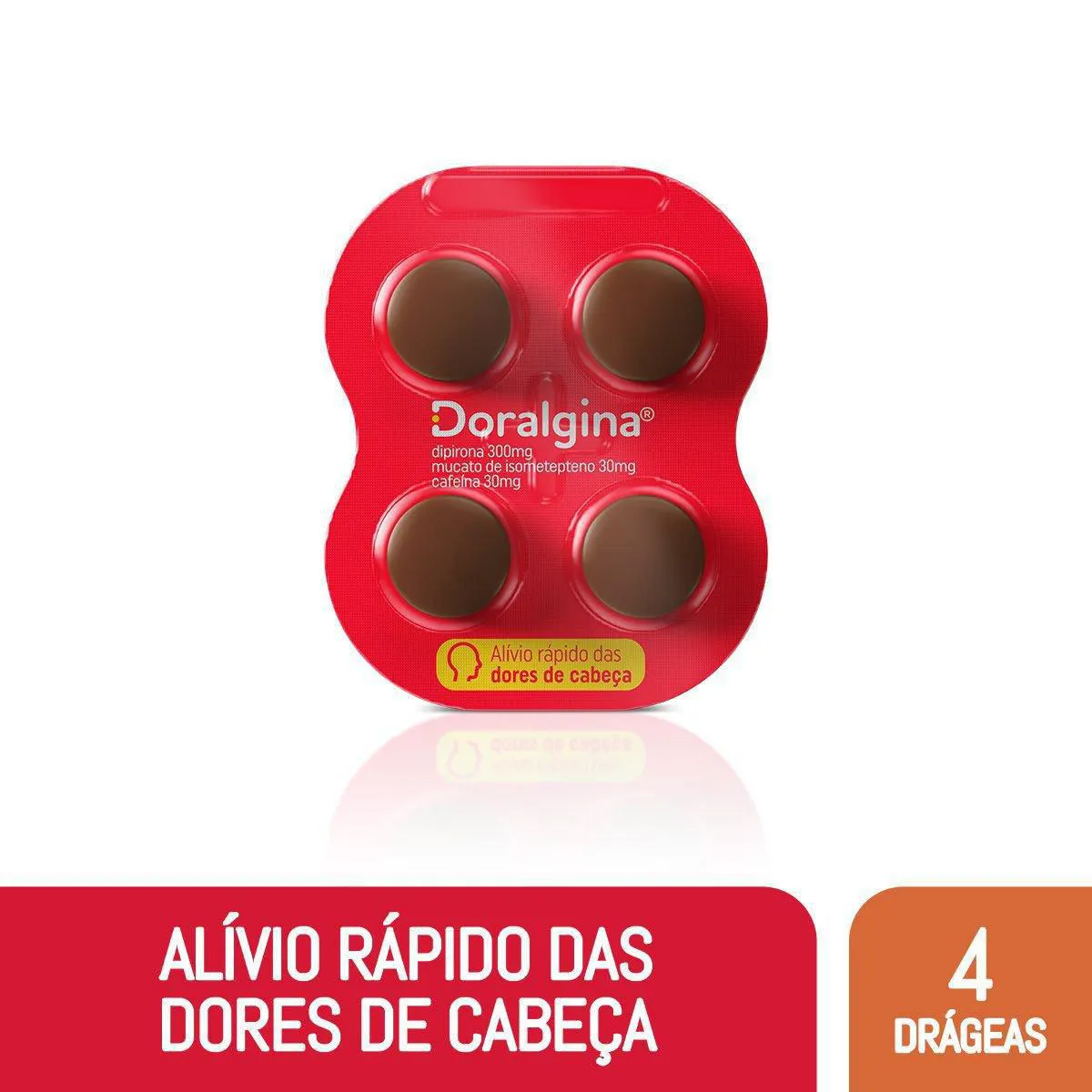 Doralgina Dipirona Sódica 300mg + Isometepteno 30mg + Cafeína 30mg 4 drágeas