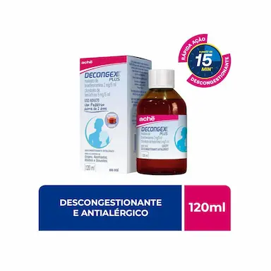 Decongex Plus Maleato de Bronfeniramina 2mg/5ml + Cloridrato Fenillefrina 5mg/5ml Xarope 120ml