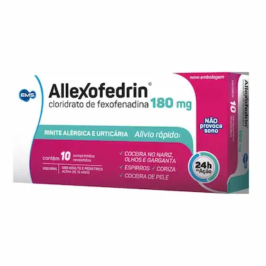 Allexofedrin Cloridrato de Fexofenadina 180mg 10 comprimidos