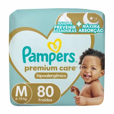 Fralda Pampers Premium Care M 80 unidades