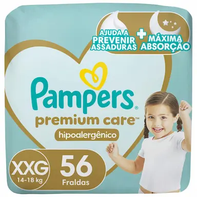 Fralda Pampers Premium Care XXG 56 unidades