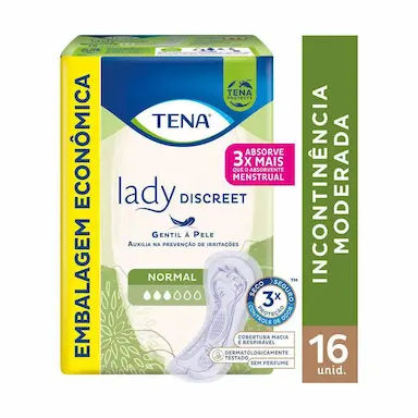 Absorvente para Incontinência Urinária Tena Lady Discreet Normal Feminino Absorção Leve a Moderada 16 unidades
