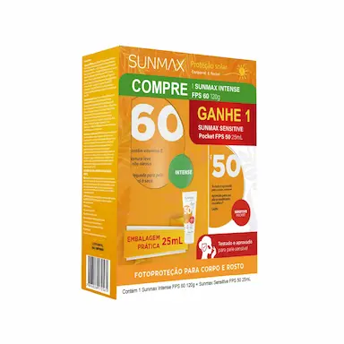 Kit Protetor Solar Sunmax Intense FPS60 120g + Sensitive Pocket FPS50 25ml