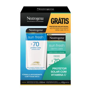 Kit Protetor Solar Neutrogena Sun Fresh FPS 70 Corporal 200ml + Facial 40g