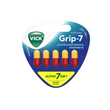 Vick Pyrena Grip-7 Paracetamol 400mg + Cloridrato Fenillefrina 4mg + Maleato de Clorfeniramina 4mg 5 cápsulas
