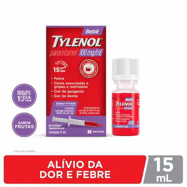 Tylenol Paracetamol Bebê 100mg/ml Suspensão Oral Sabor Frutas 15ml
