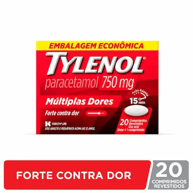 Tylenol Paracetamol 750mg Múltiplas Dores 20 comprimidos