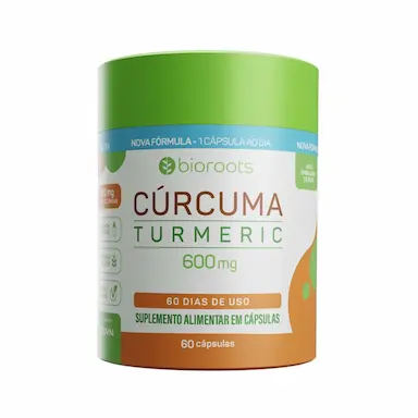 Suplemento Nutricional Cúrcuma Turmeric 600mg Bioroots 100% natural com 60 cápsulas