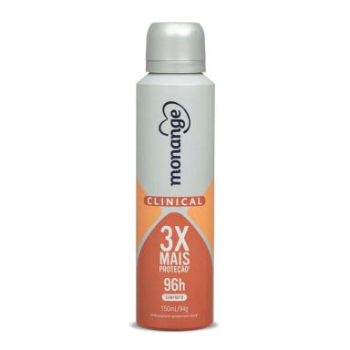 Desodorante Antitranspirante Aerosol Monange Clinical Conforto Feminino 96h 150ml