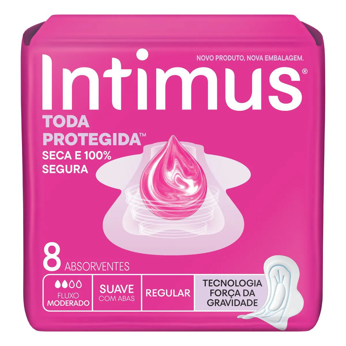 Absorvente Intimus Toda Protegida Cobertura Suave com Abas 8 unidades