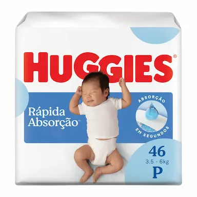 Fralda Huggies Rápida Absorção P 46 unidades